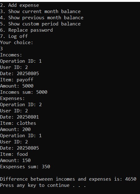 bilans biezacy miesiac